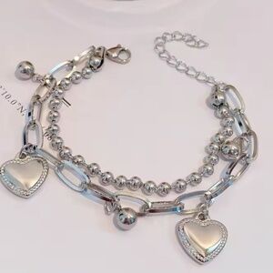 Silver Chain Beaded Bracelet Fashion Jewelry